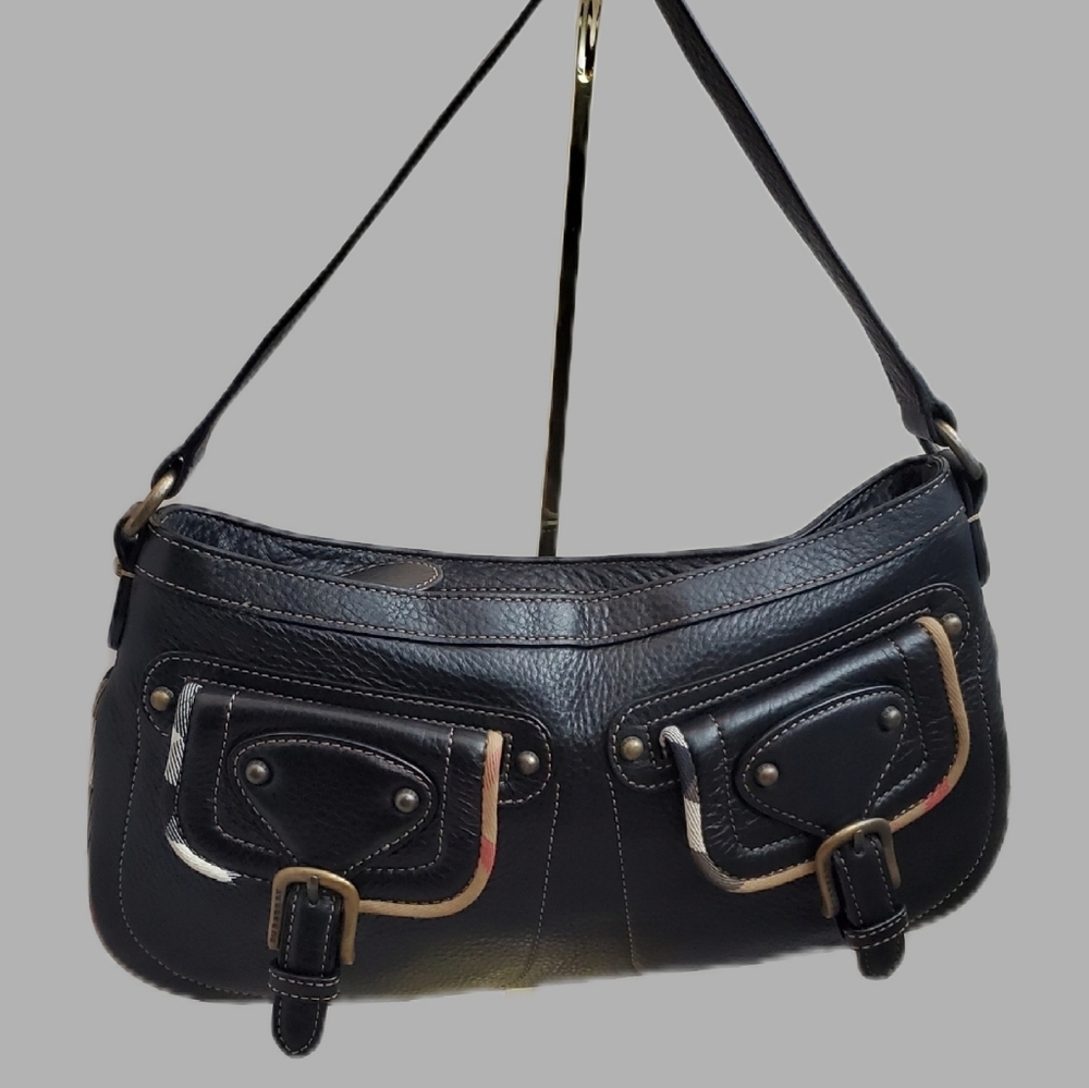 Burberry Black Pebbled Leather Shoulder Bag